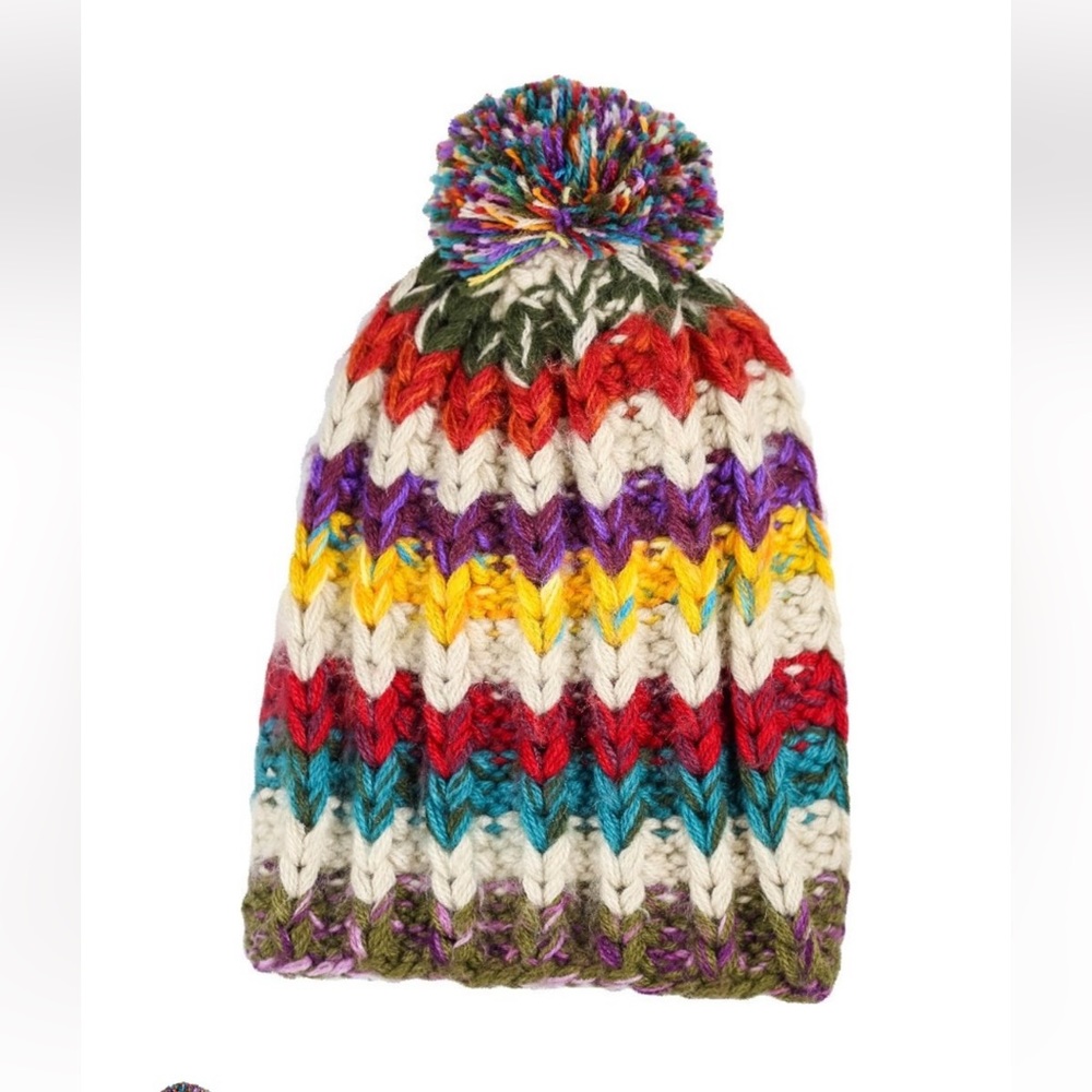 Andes Gifts Hand Knit Hats Multi Colored Winter Hat NWT